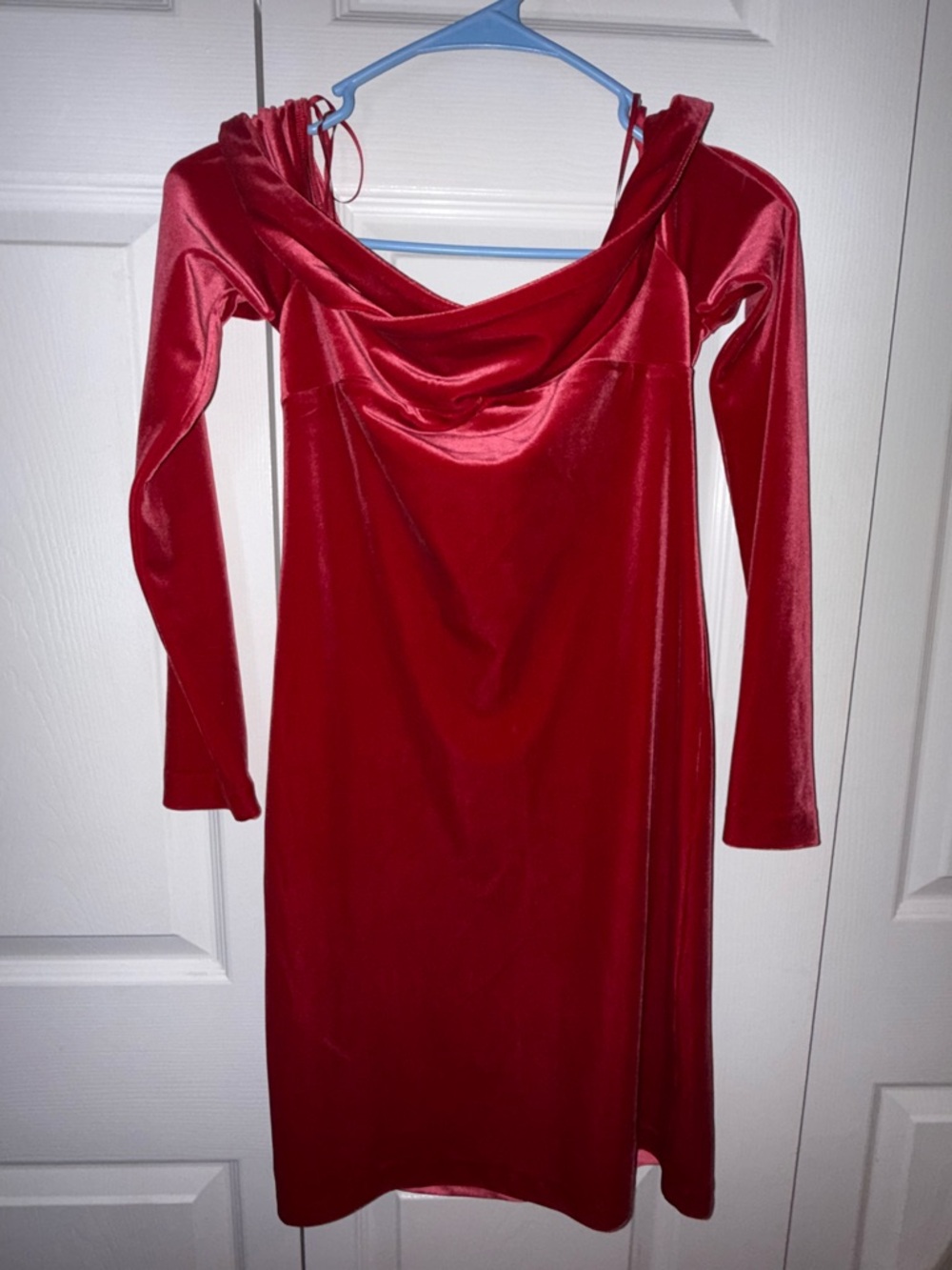 Red Velvet Long-Sleeve Dress